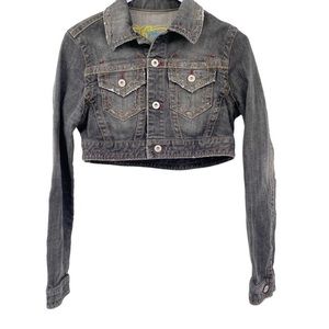 PAPAYA I Jean Jacket Black Cropped Large